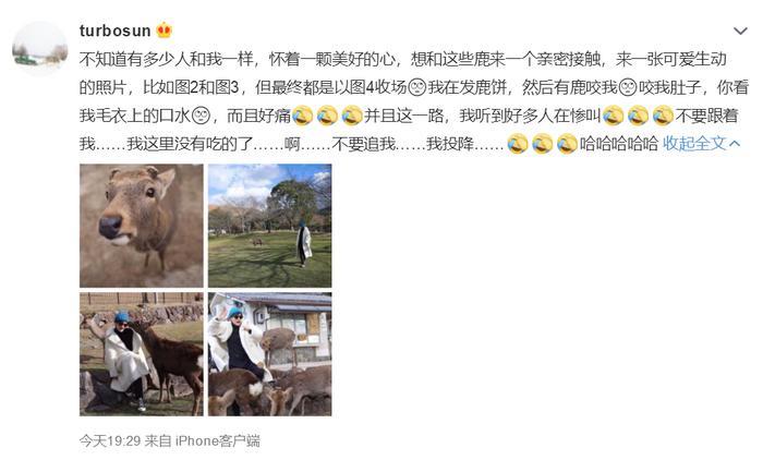 孙俪游玩动物园, 被鹿舔一身口水变表情包