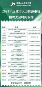 ​2023年运城市人力资源市场招聘大会时间安排