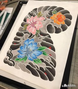 ​浪花纹身手稿欣赏