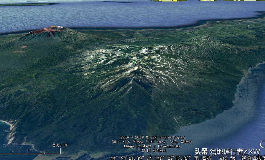 卫星影像下俯瞰日俄争议岛屿北方四岛(俄称南千岛群岛)