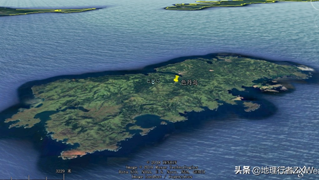 卫星影像下俯瞰日俄争议岛屿北方四岛(俄称南千岛群岛)